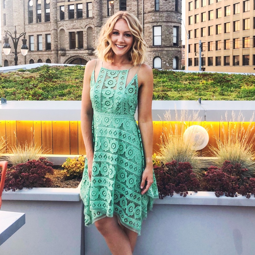 Free People • Green Lace Backless Dress